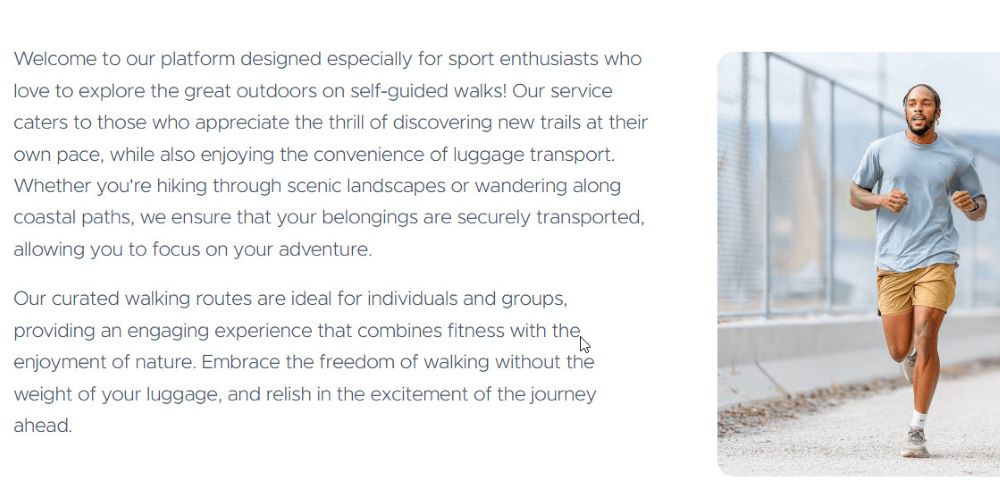 AI assistant section result example for a travel agency website created with Webnode. 