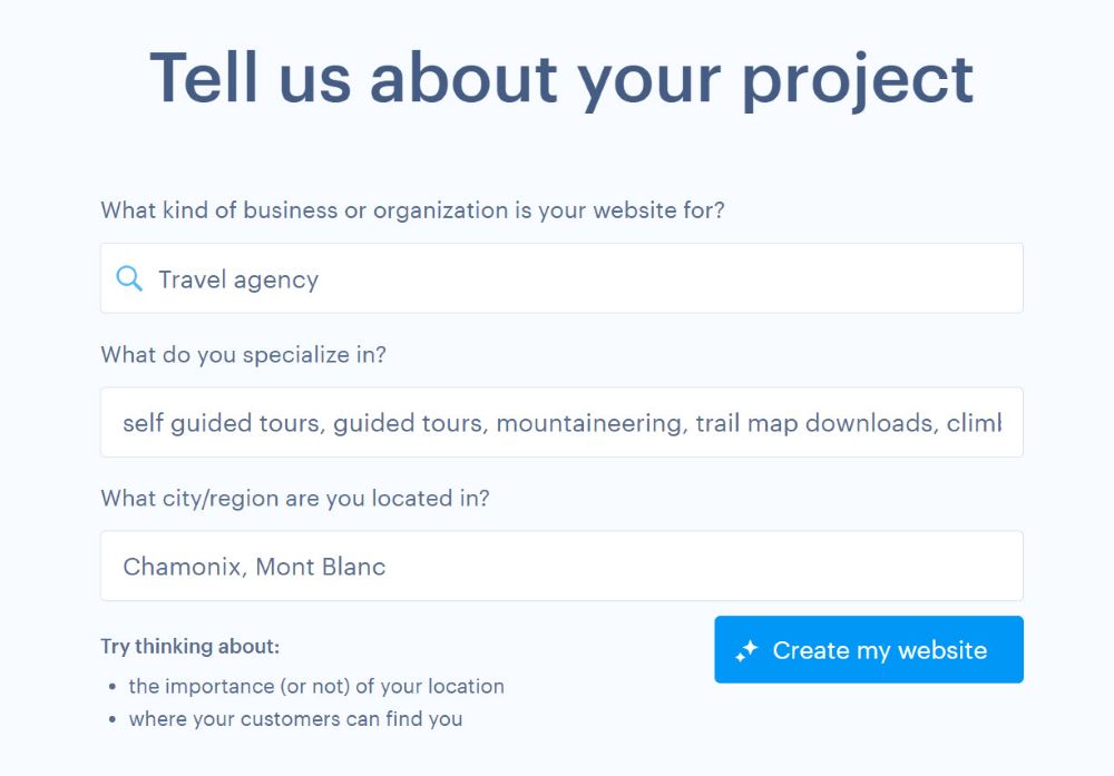 Example of a brief topic description for a travel website