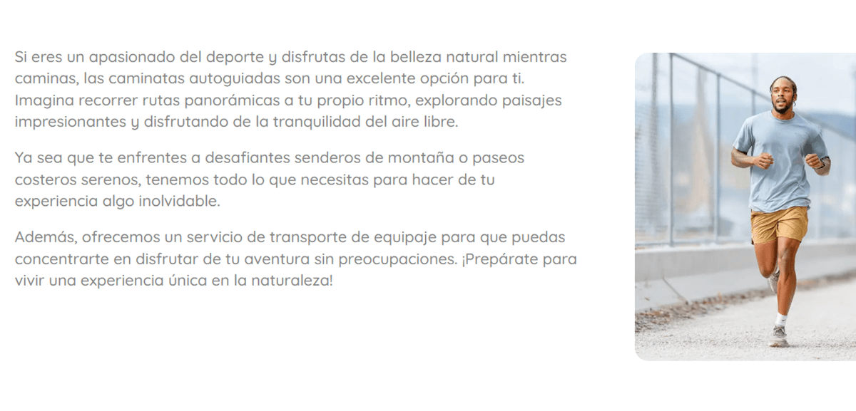 Ejemplo del resultado para una web de agencia de viajes usando el asistente IA de Webnode