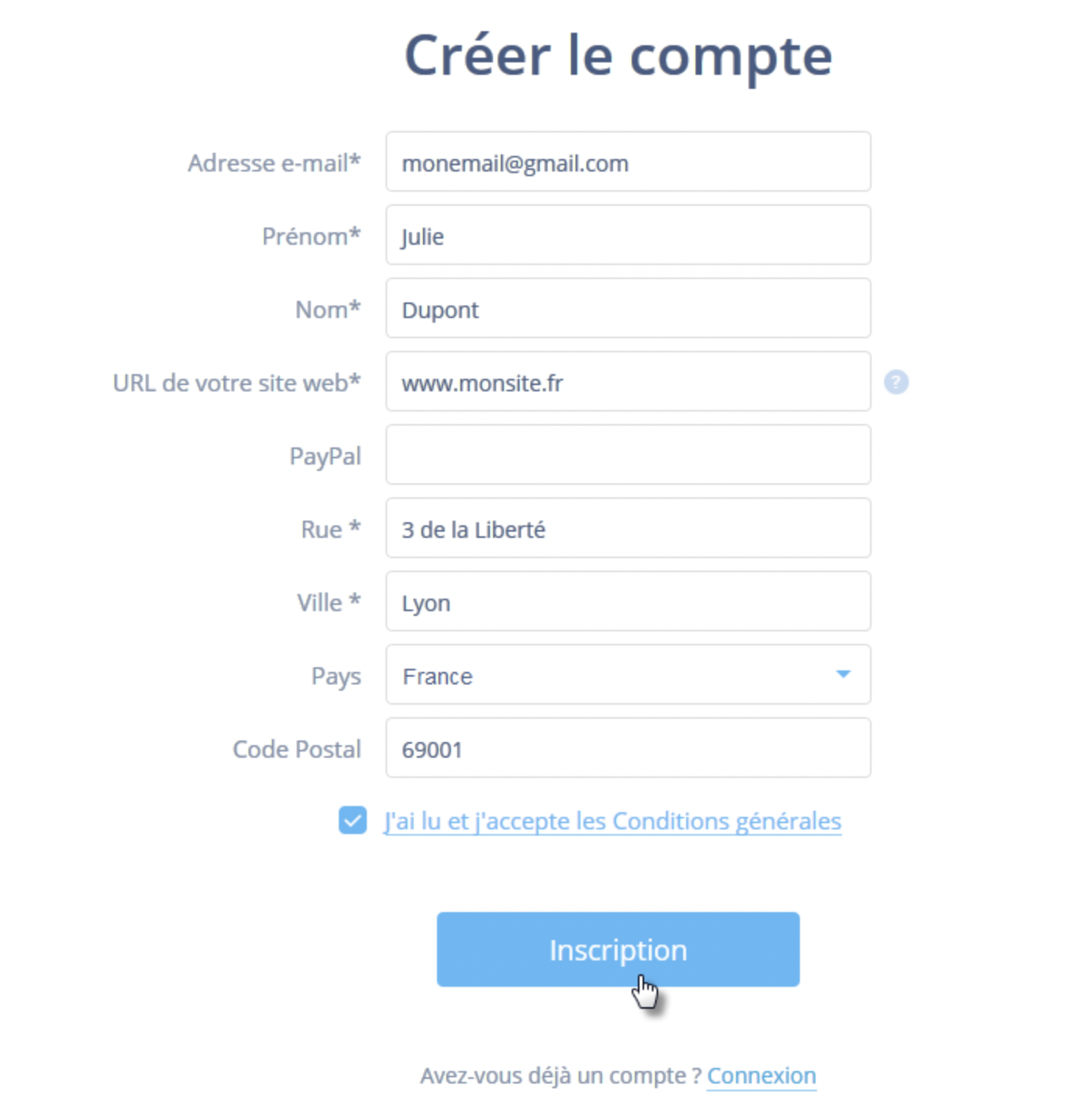 Inscription au programme d'affiliation de Webnode