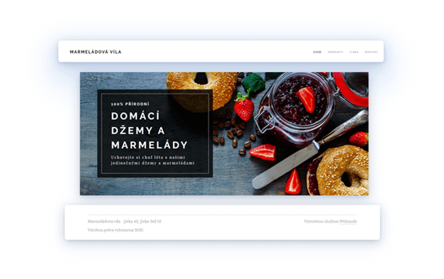 Hlavní prvky webové stránky, například navigační lišta, hlavička a patička