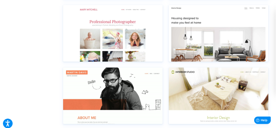 Website templates from Webnode's Art and Design gallery, featuring templates suitable for photographers.