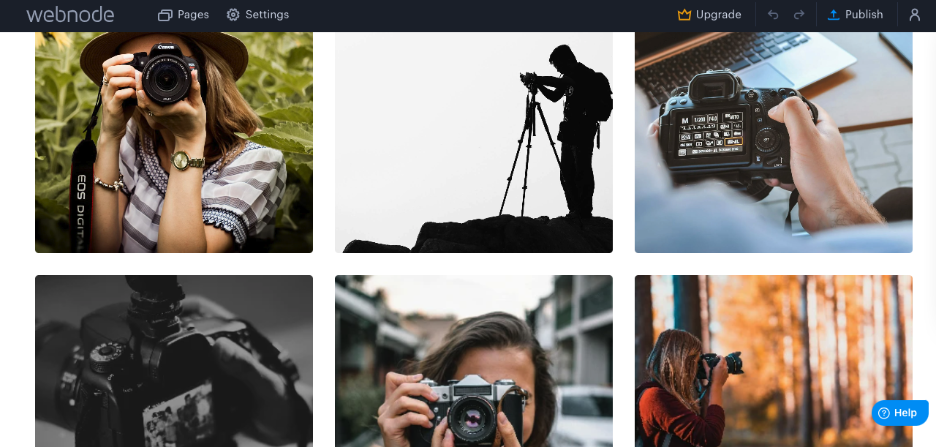 A screenshot of a photo gallery made with Webnode.