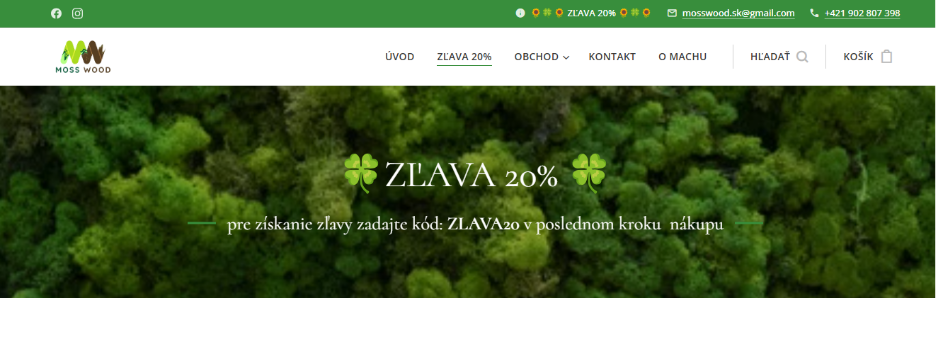 Příklad procentuální slevy po zadání slevového kódu