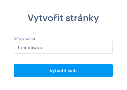 Název projektu při vytváření nových webových stránek na Webnode
