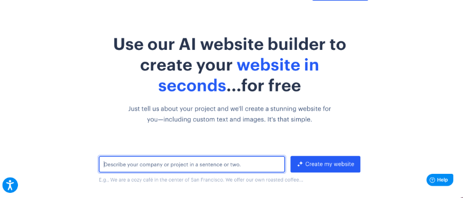 A screenshot showing how to make a website with Webnode's AI.