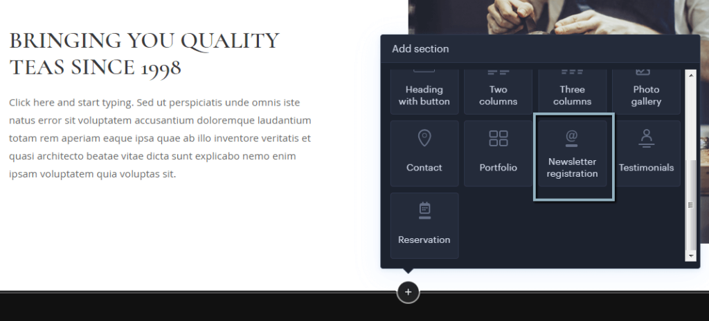 Adding a newsletter registration form in Webnode
