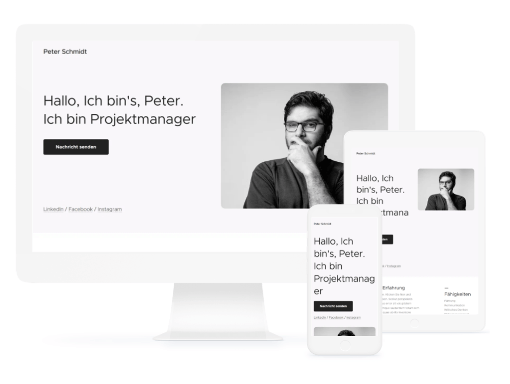 Landing Page Beispiel für Projektmanagement