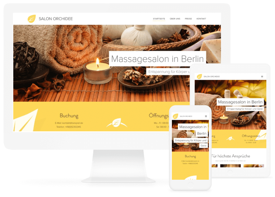 Massage Salon Buchungswebsite Beispiel