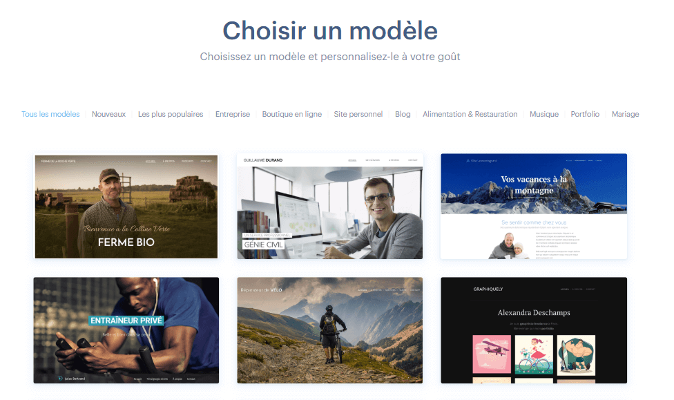Modèles Webnode Choisir un modèle Webnode