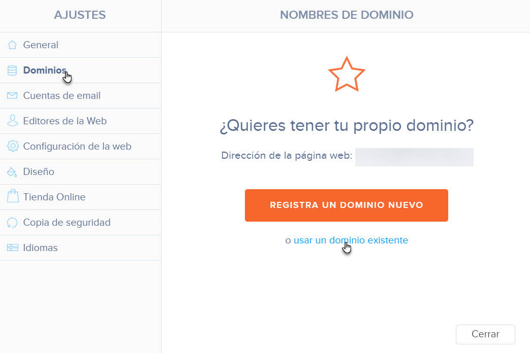 Usar un dominio existente