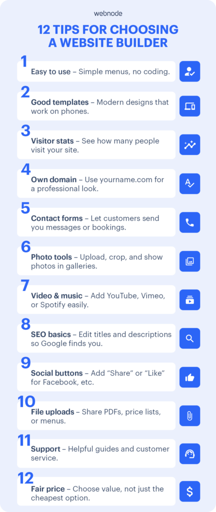 12 tips for choosing a website builder