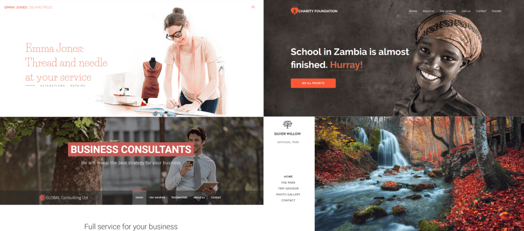 En haut à gauche/en bas à droite : bouton hamburger, barre de navigation supérieure, barre de navigation inférieure et barre de navigation à gauche