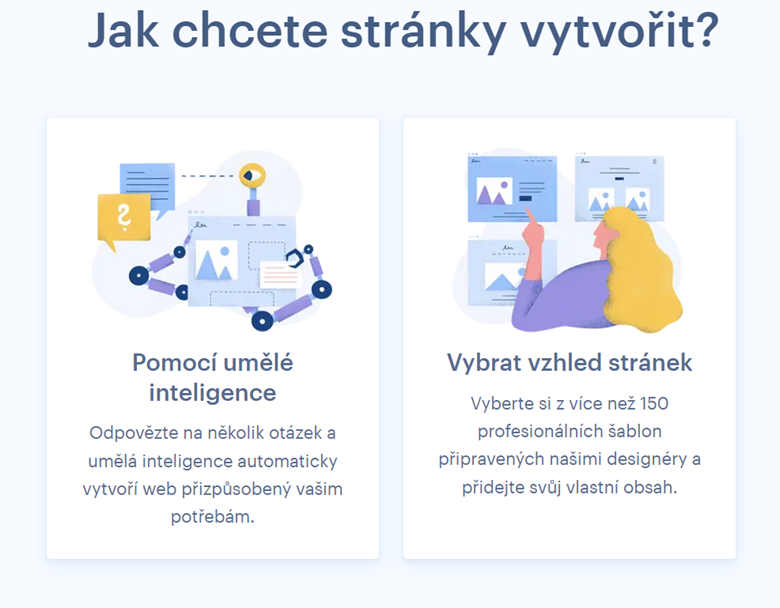 Vyberte tvorbu webu pomocí umělé inteligence