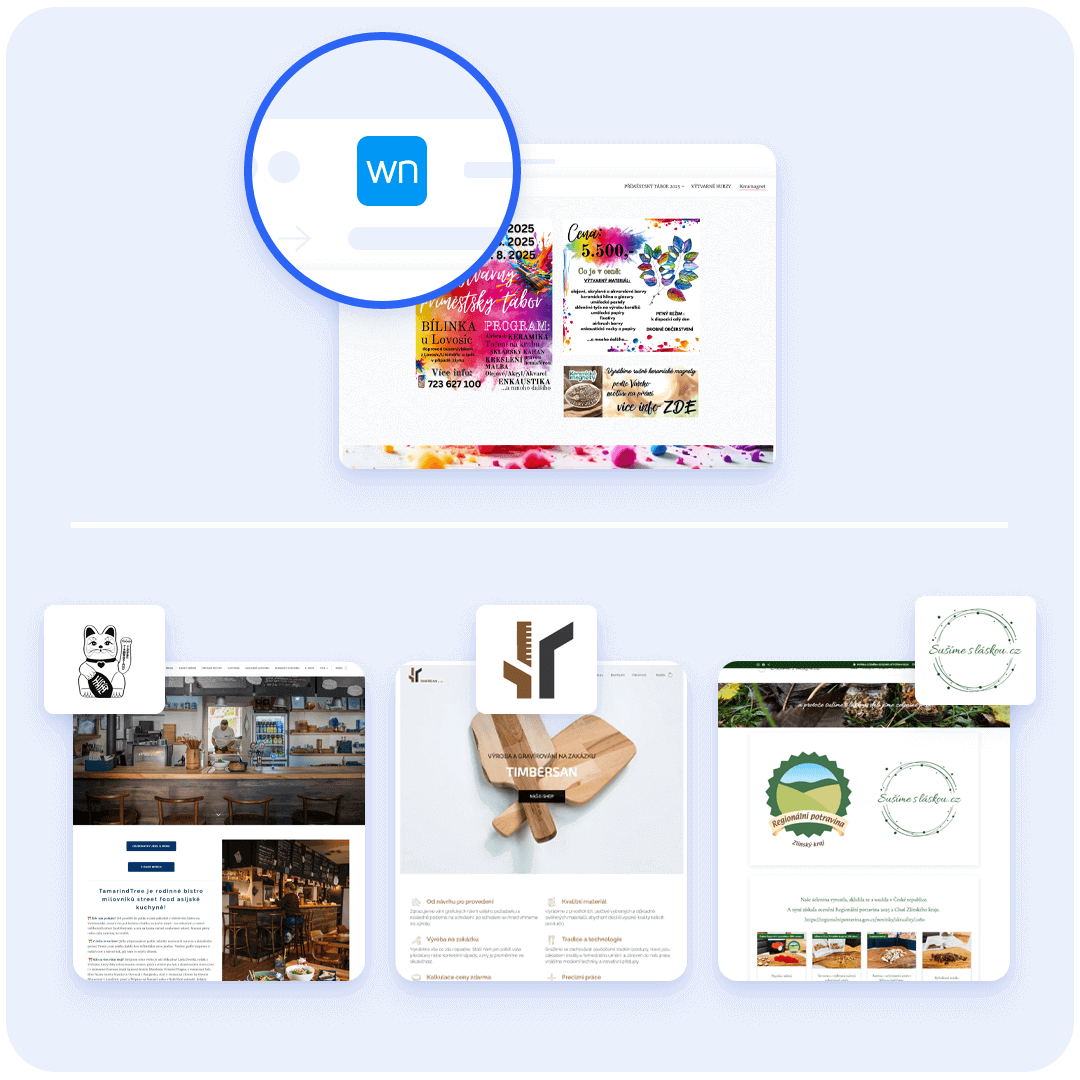Web s Webnode faviconem a weby s ikonou vlastní značky