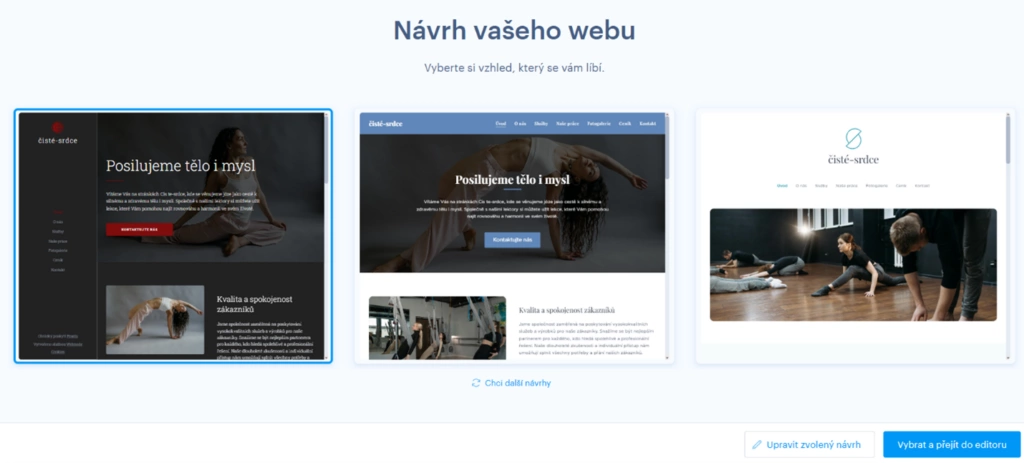 návrh webu vygenerovaný AI